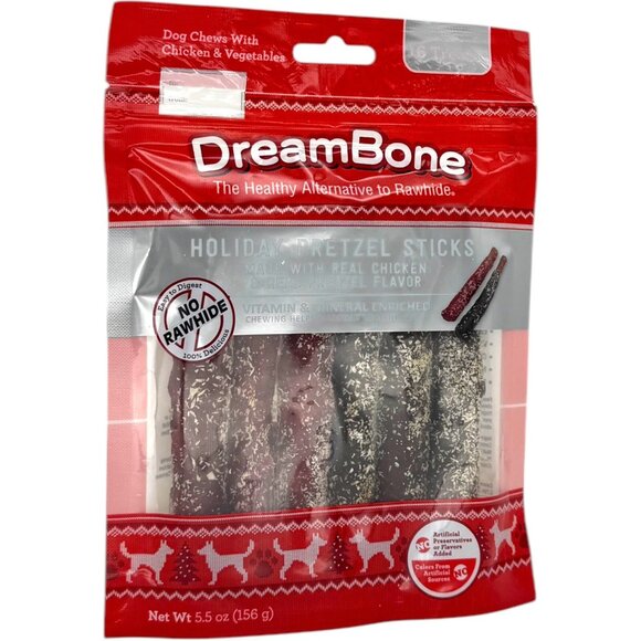 DreamBone Holiday Pretzel Sticks Dog Chews No Rawhide Chicken Gift New - Picture 4 of 4